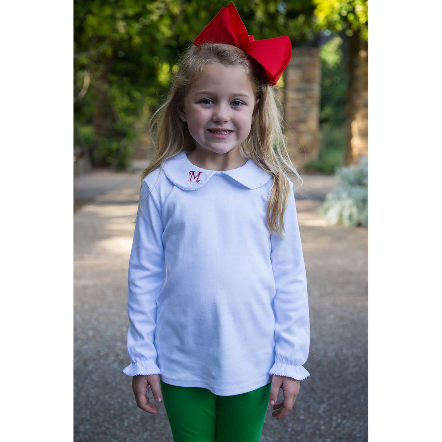 Girls Long Sleeve Peter Pan Collar Shirt - White