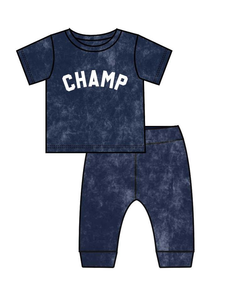 Navy Champ Enzyme Tee and Pants Set