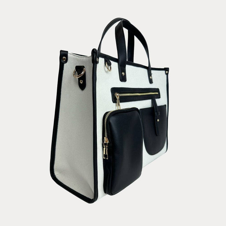Alice Canvas Tote with Faux Leather Accents
