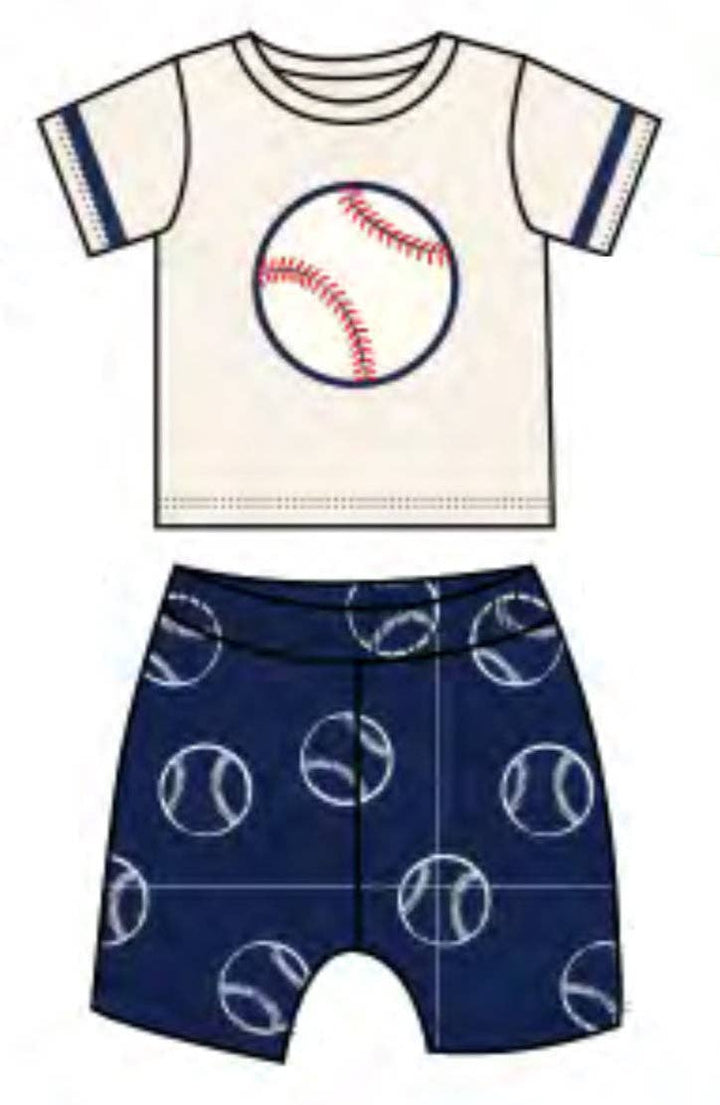 Sand Baseball Number French Terry Tee and Shorts Set