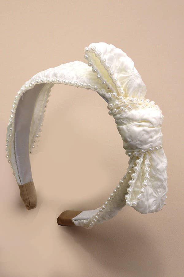 Bridal Pearl Knot Bow Hair Band