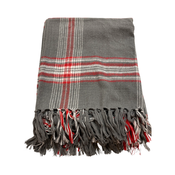 60"L x 50"W Brushed Cotton Flannel Throw with Fringe