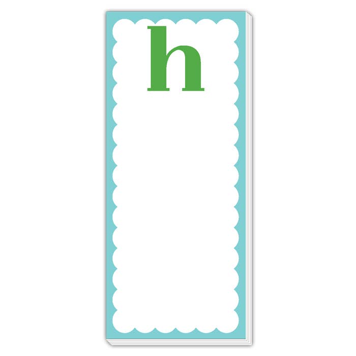 Scallop Monogram Green And Blue H Skinny Notepad