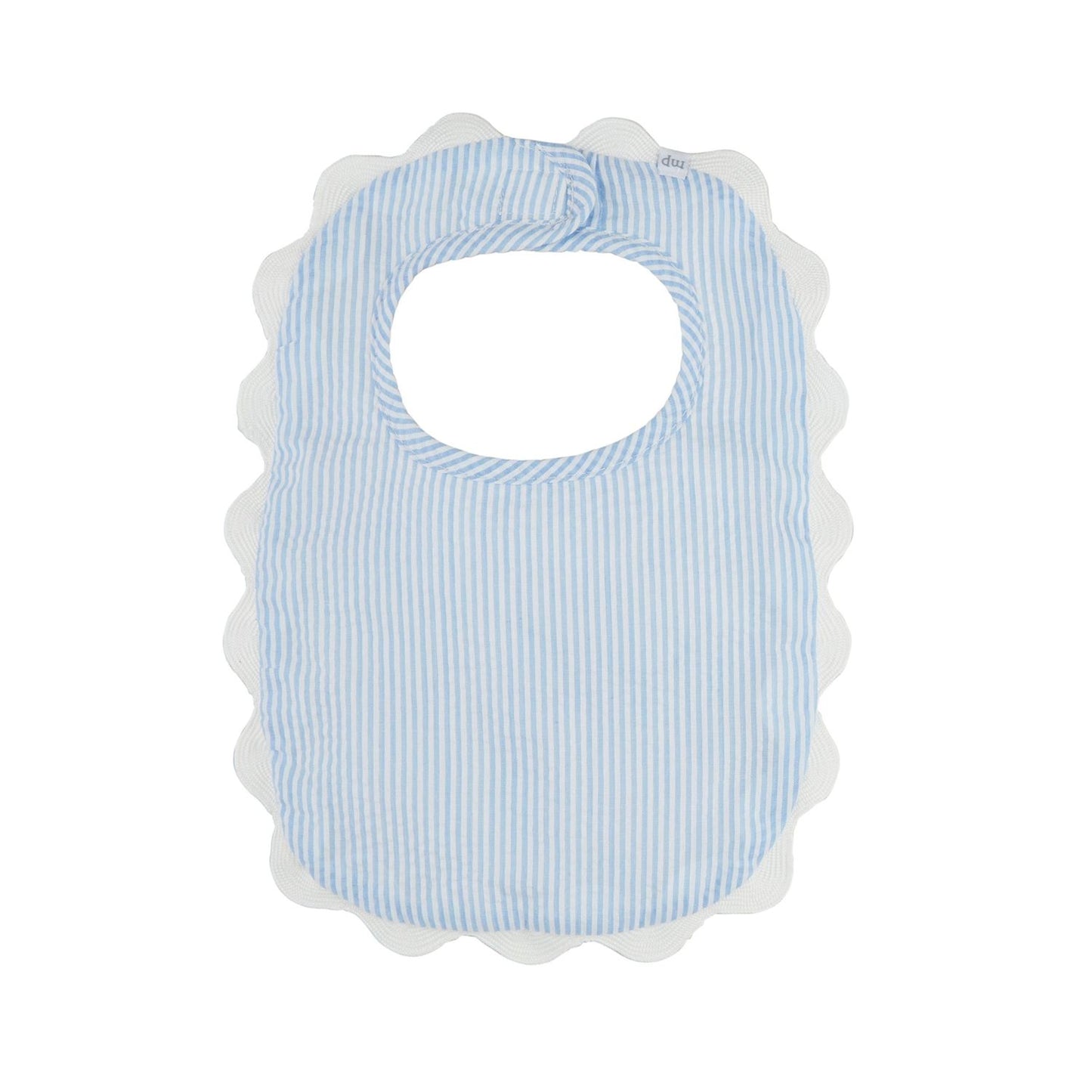 Blue Seersucker Scallop Bib