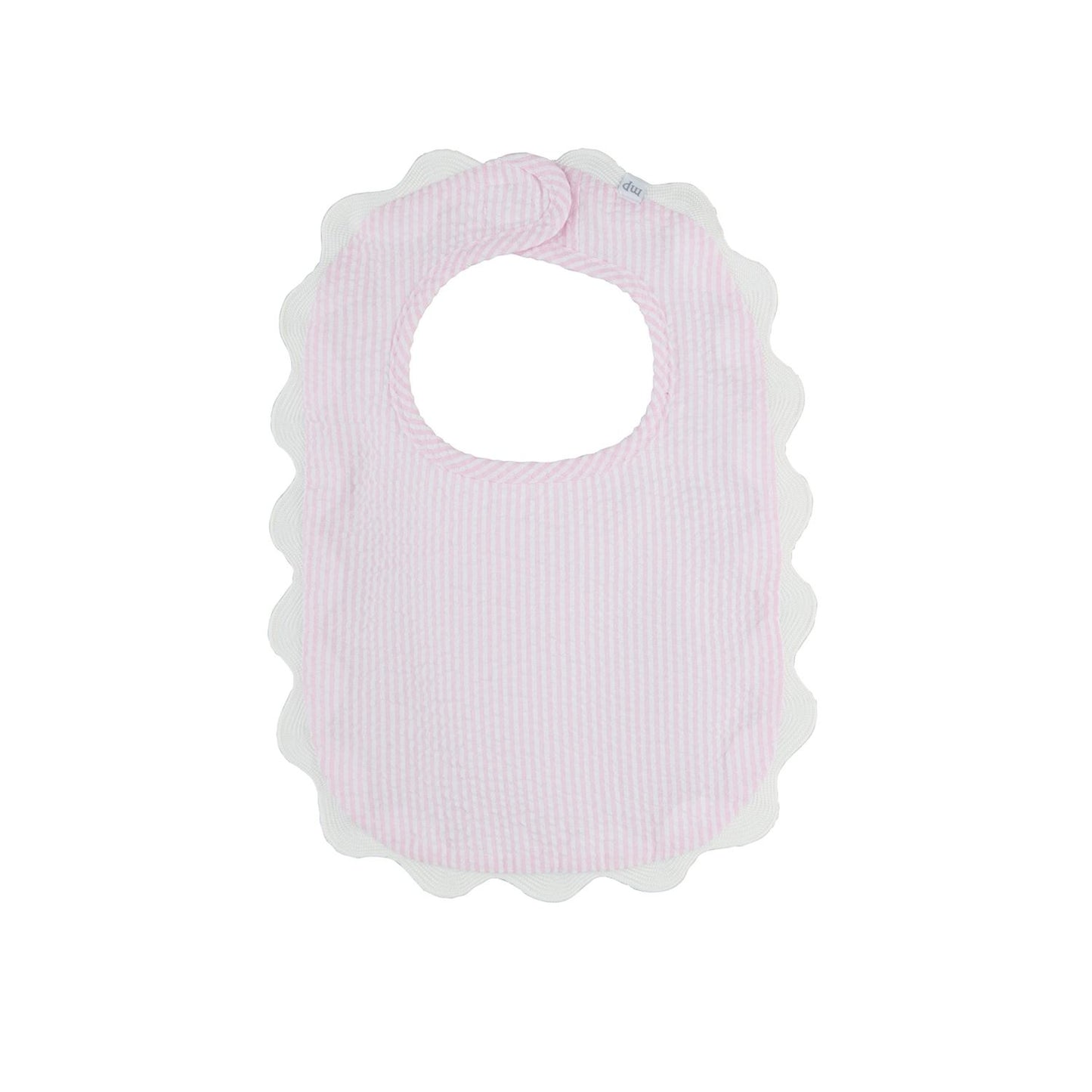 Perosonalized Pink Seersucker Scallop Bib