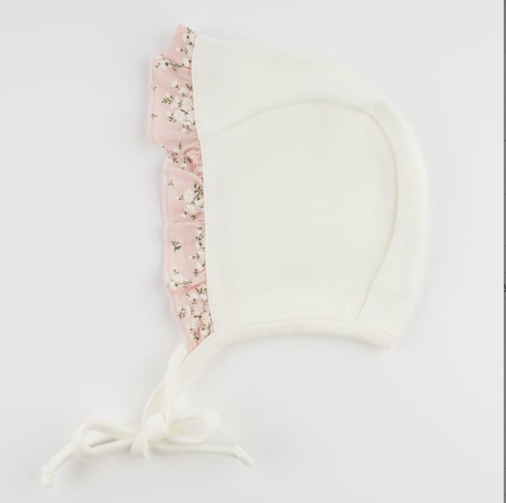 Oyster Bonnet with Apple Blossom Ruffle