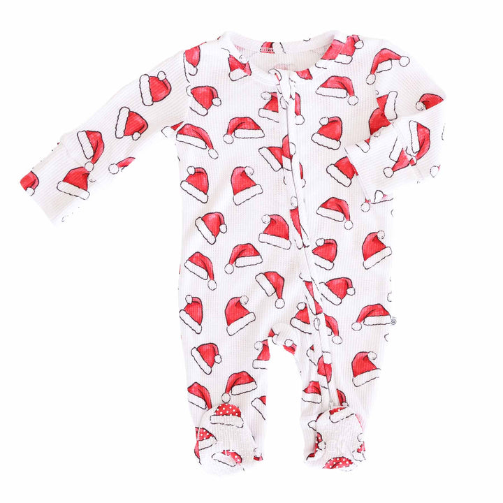 Santa Baby Bamboo Waffle Zipper Footie