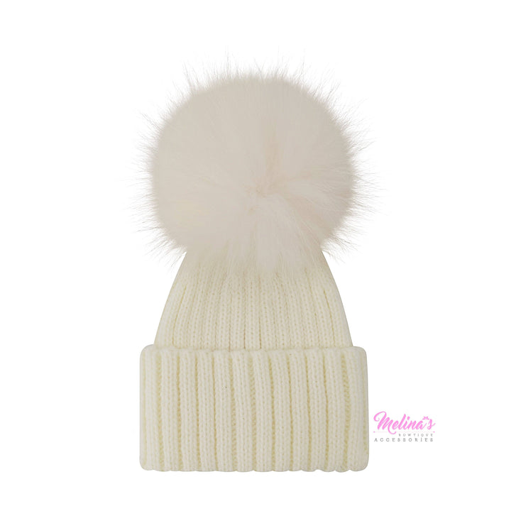 Cream Pom Beanies