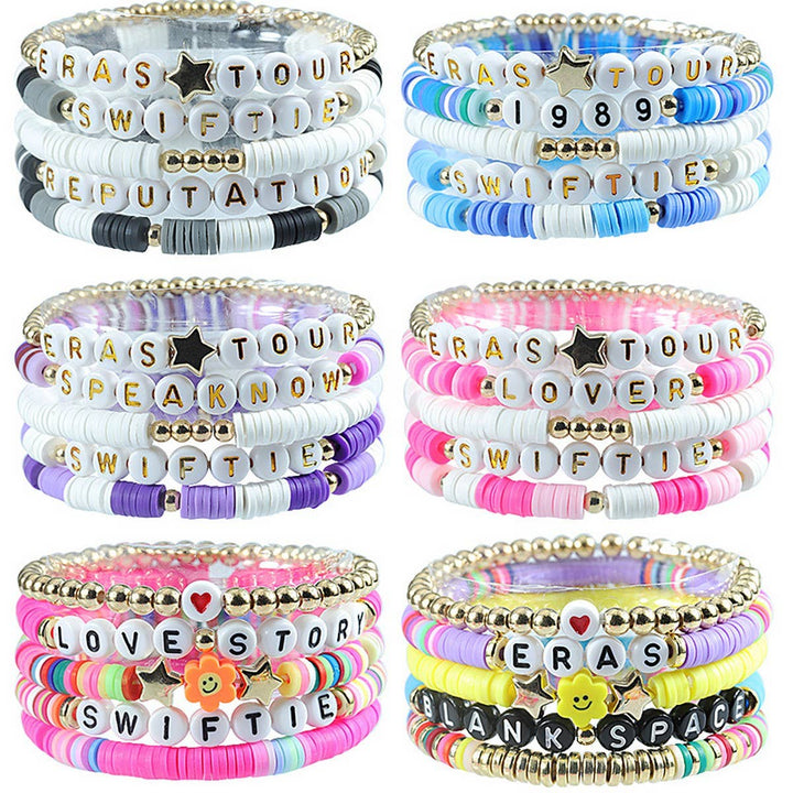 5PCS COLORED LETTER MULTI-LAYER BEADED BRACELET_CWAJE0711