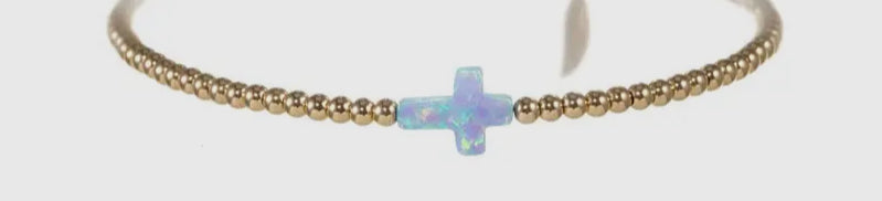 Gold Beaded Cross Bracelet