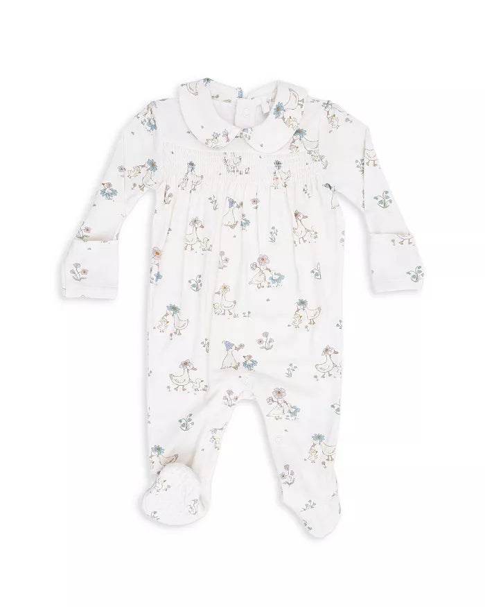 Flower Ducklings - Smocked Peter Pan Snap Footie