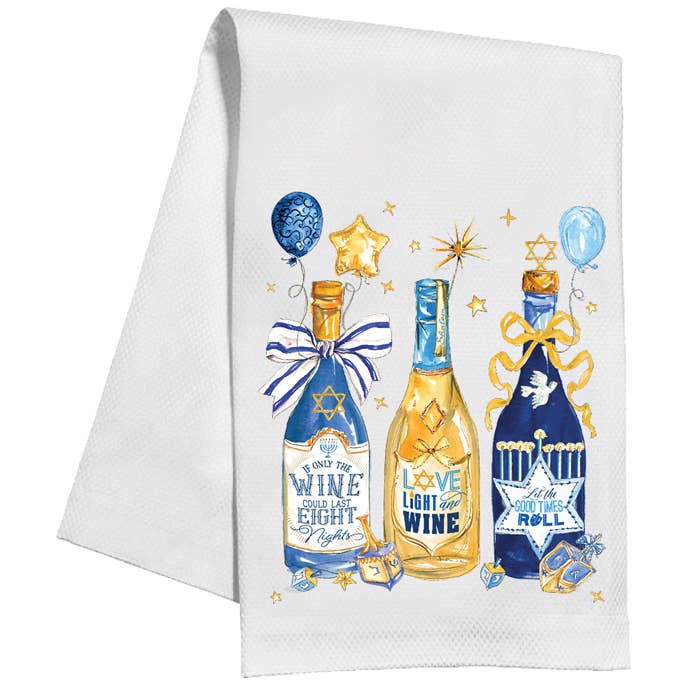 Hanukkah Bottles Kitchen Towel