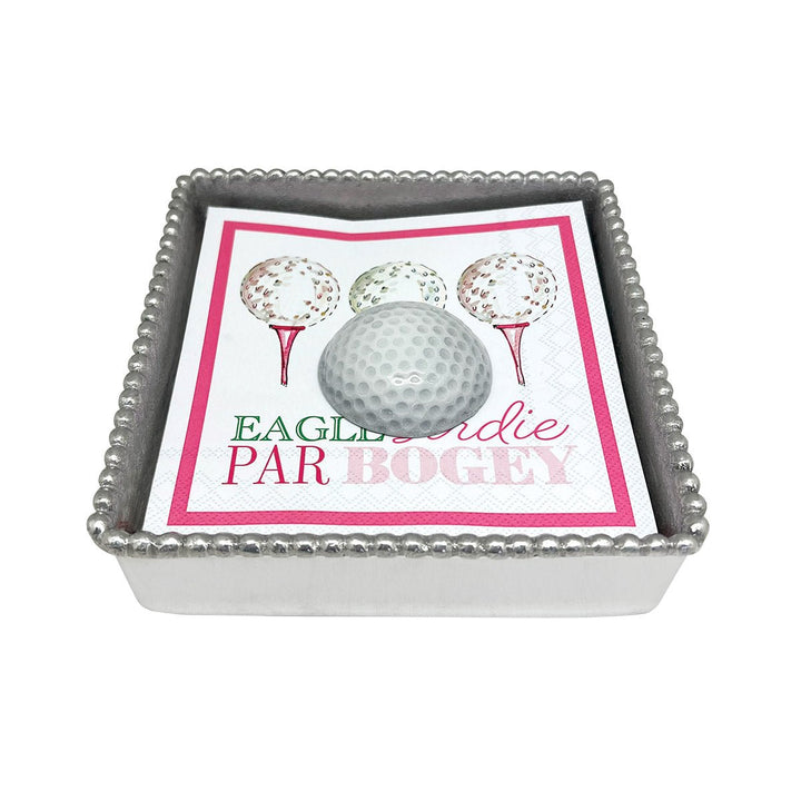 White golf Ball Beaded Napkin Box Set