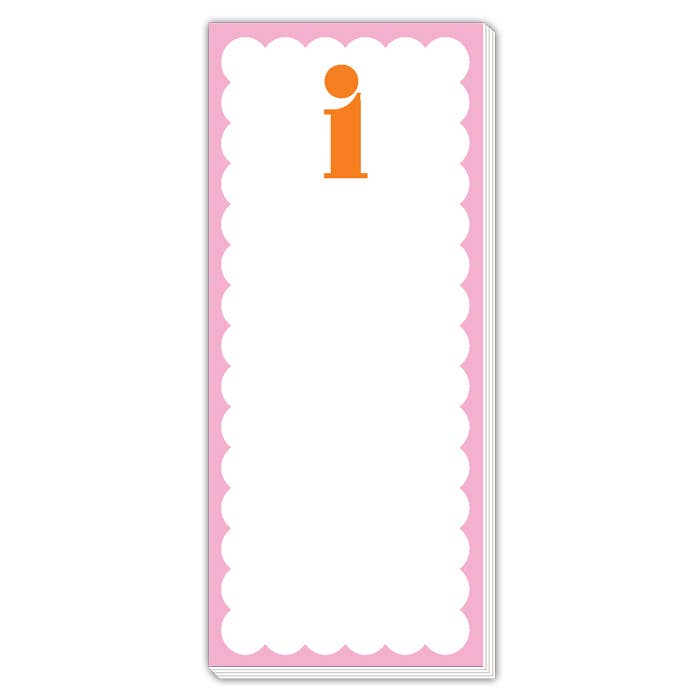 Scallop Monogram Orange And Pink I Skinny Notepad