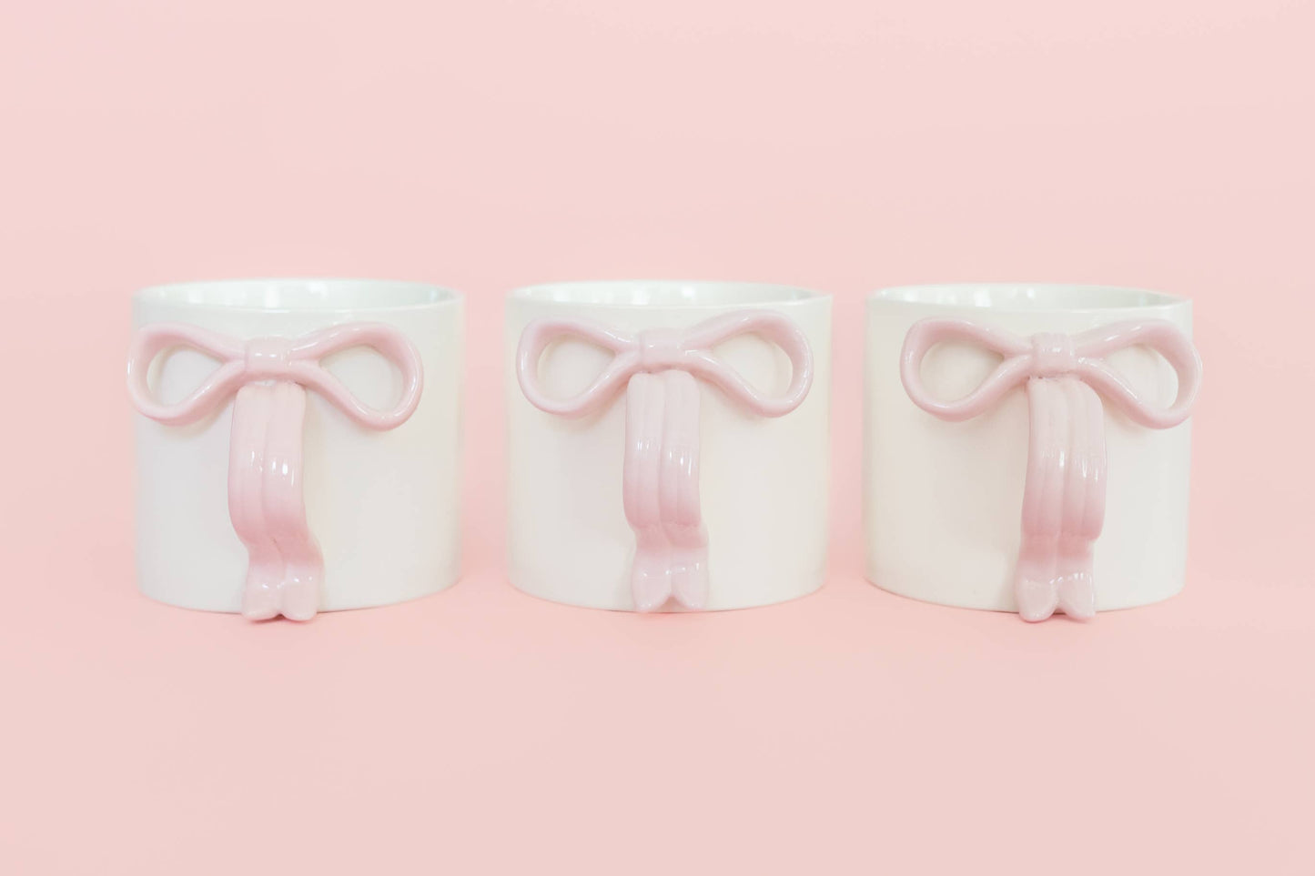 Blush Pink Bow Ceramic Coffee Tea Mug with Ribbon Handle