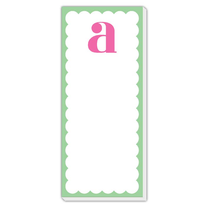 Scallop Monogram Pink And Green A Skinny Notepad