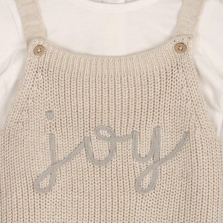 JOY Embroidered Chunky Sweater Knit Baby Overall & Bodysuit Set