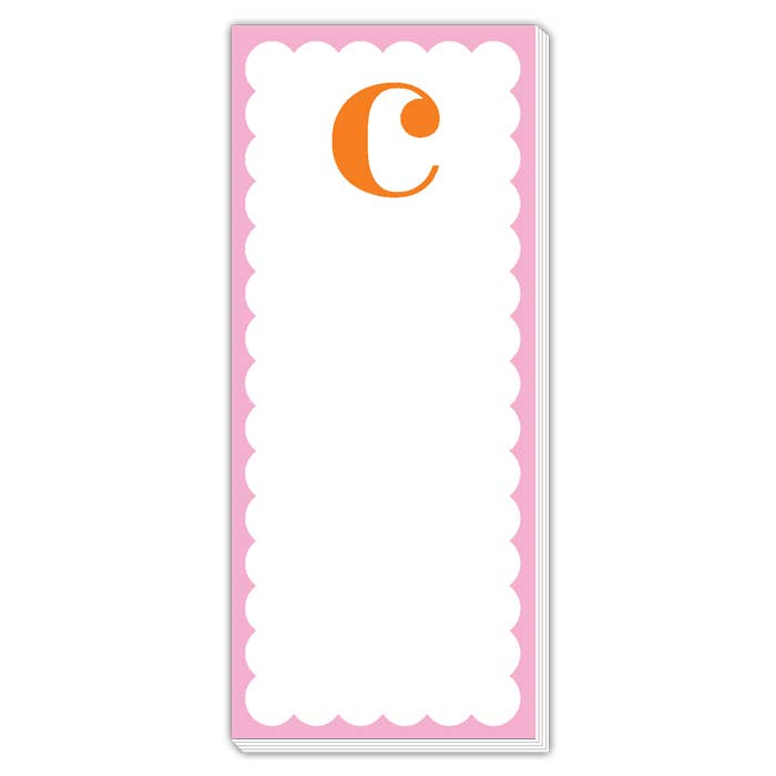 Scallop Monogram Orange And Pink C Skinny Notepad