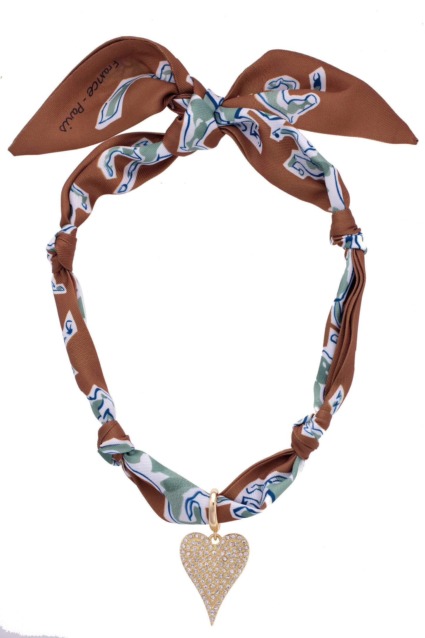 Winnie Pave Heart Scarf Necklace