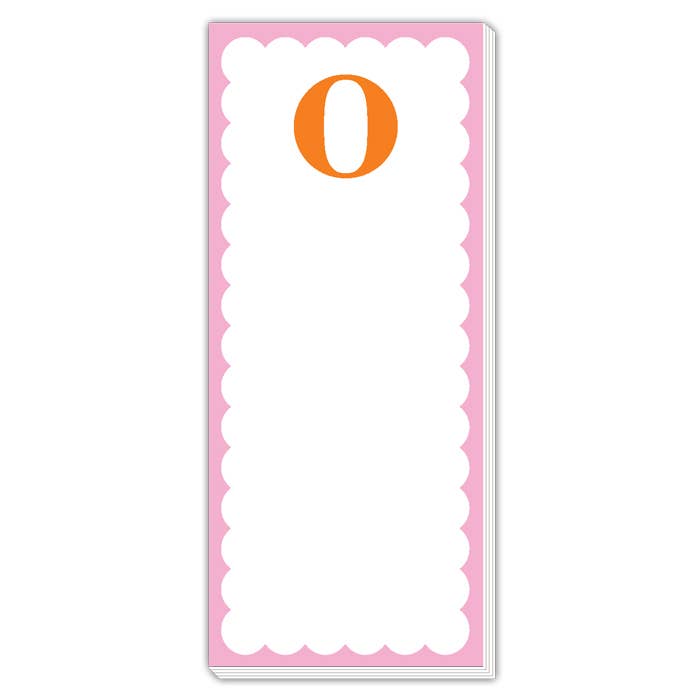 Scallop Monogram Orange And Pink O Skinny Notepad