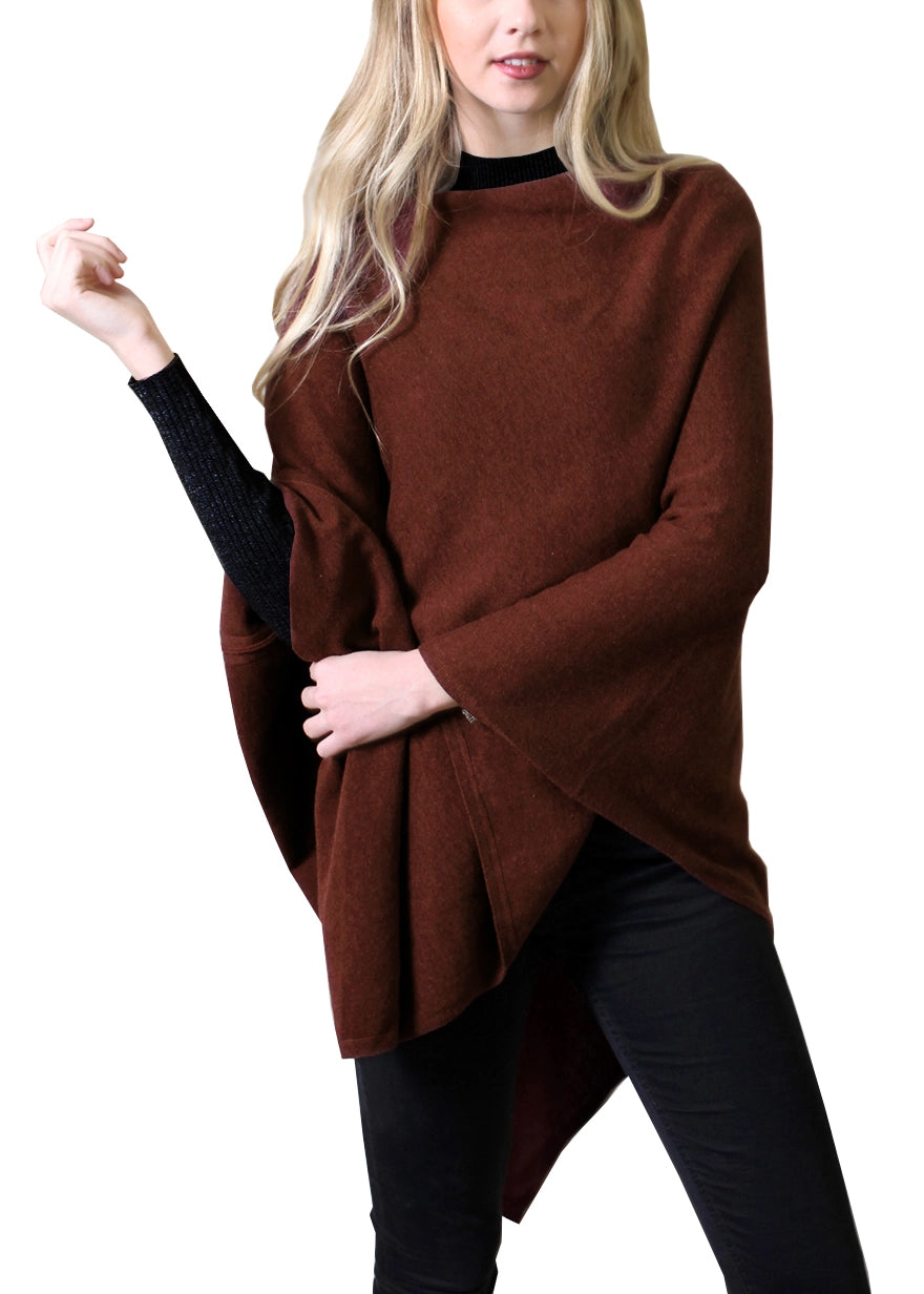 Women's Organic Poncho Sweater Knit Pulloever