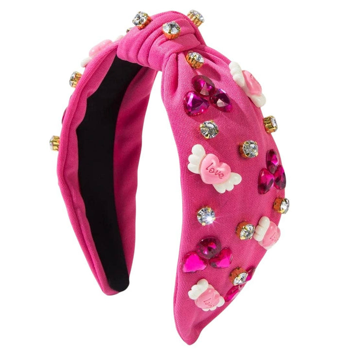 Pink Soaring Jewel Knot Heart Headband