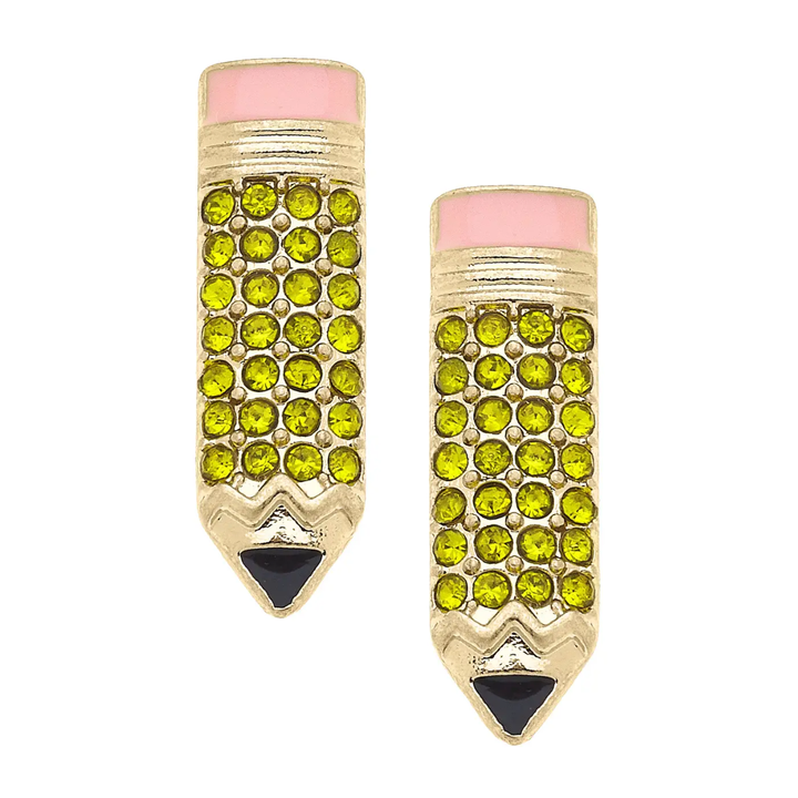 Pave Enamel #2 Pencil Stud Earrings