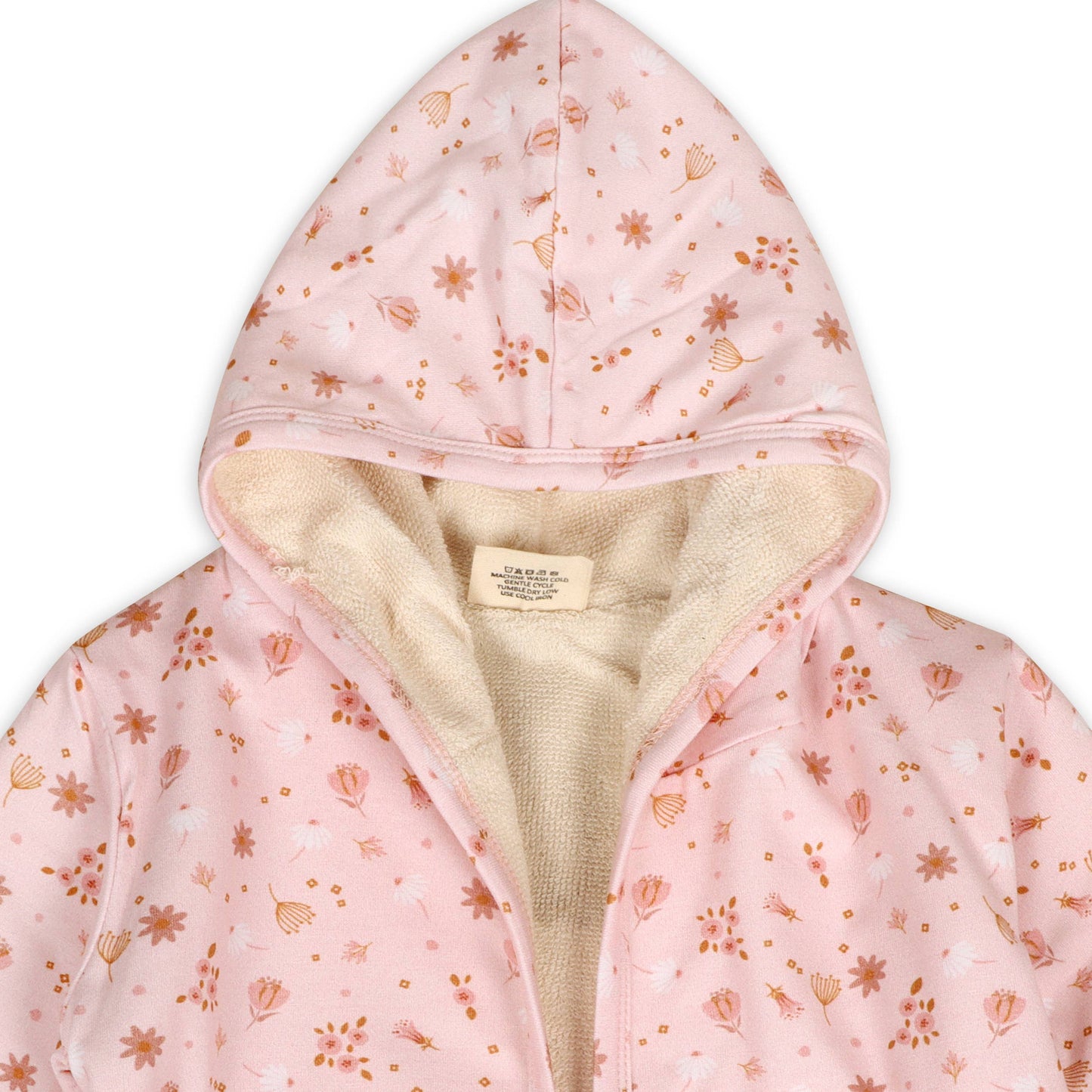 Pink Floral Baby Hooded Bathrobe (Organic Jersey)