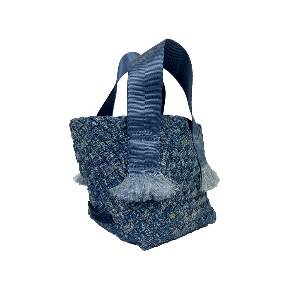Dora Small Woven Denim Tote w/ Crossbody Strap