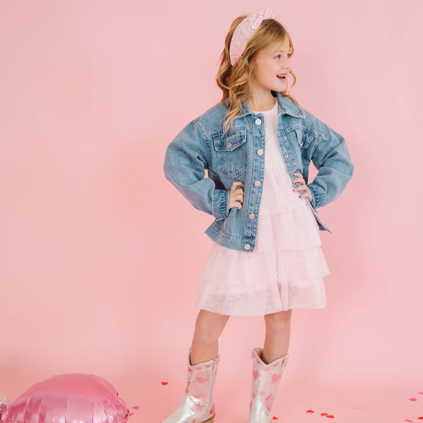 Pearl Heart Patch Denim Jacket