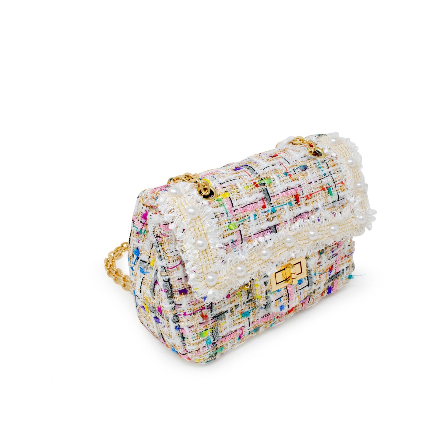 Classic Tweed Handbag with Pearls