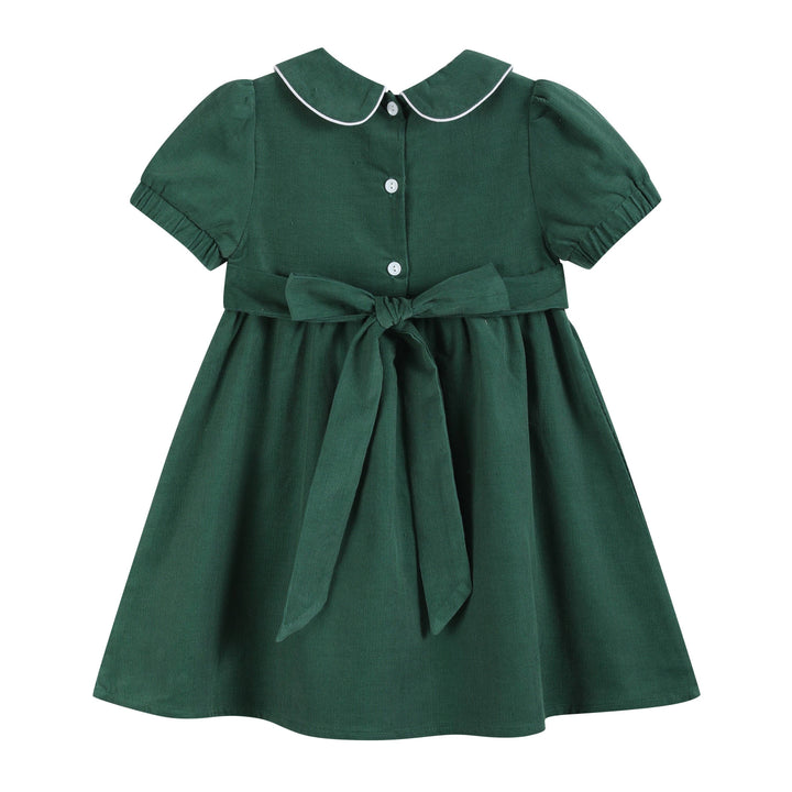 Green Corduroy Santa Smocked Dress