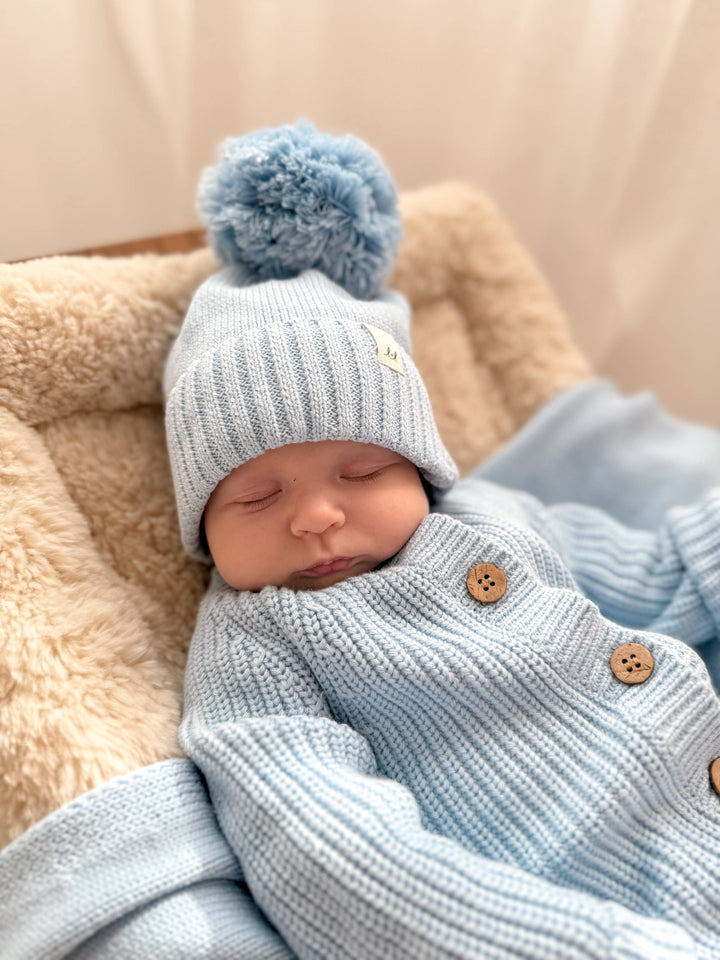 Luna + Luca Pom Beanie - Powder Blue
