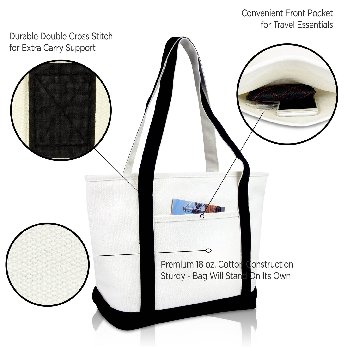 Personalized Black Tote Bag with Initial