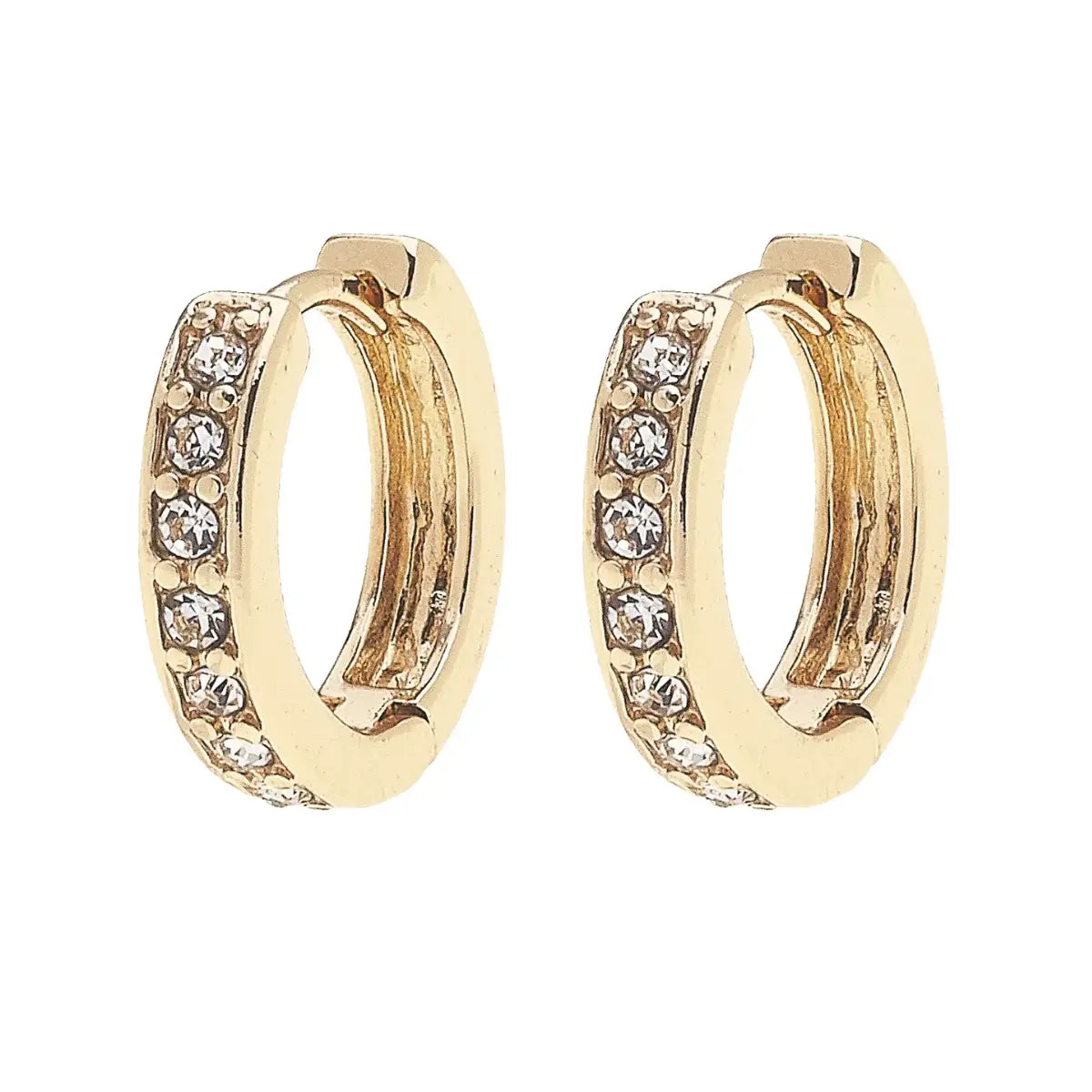 Blakely Pave Mini Huggie Hoop Earrings in Shiny Gold