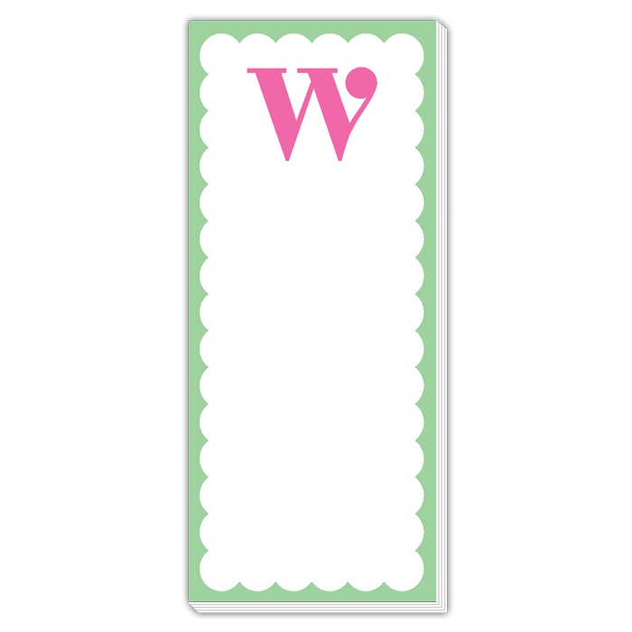 Scallop Monogram Pink And Green W Skinny Notepad