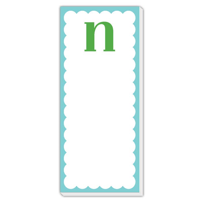 Scallop Monogram Green And Blue N Skinny Notepad