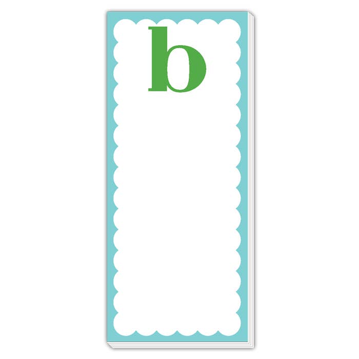 Scallop Monogram Green And Blue B Skinny Notepad