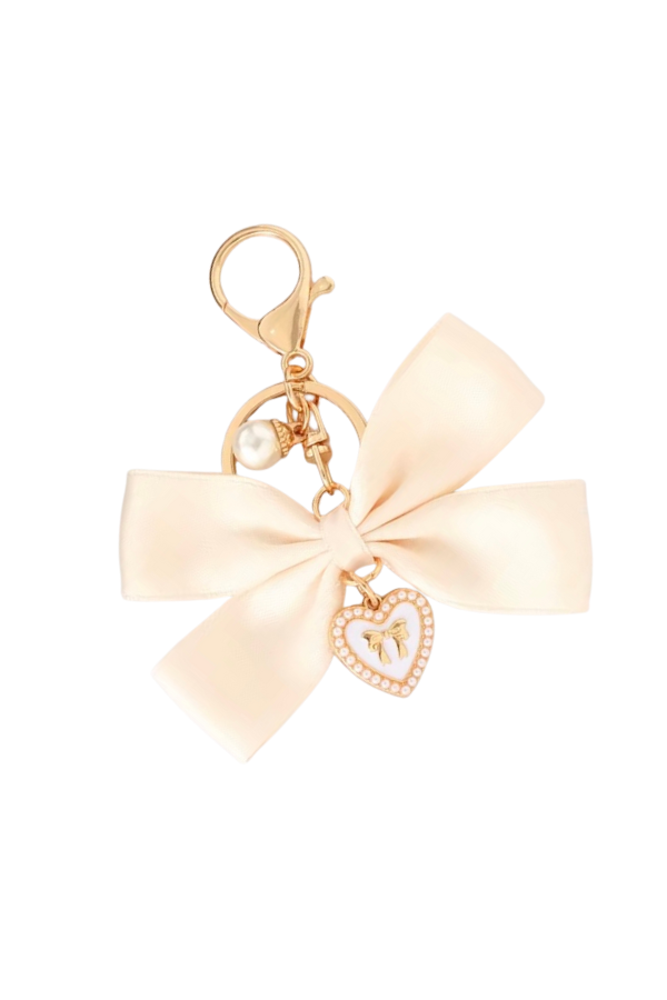 Cream Bow with Charm Purse Charm