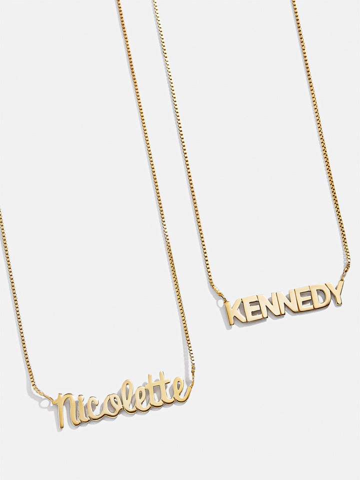 Customizable 18K Gold Box Chain Nameplate Necklace