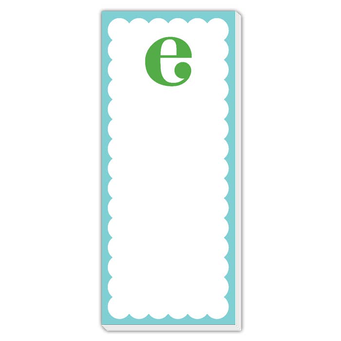 Scallop Monogram Green And Blue E Skinny Notepad