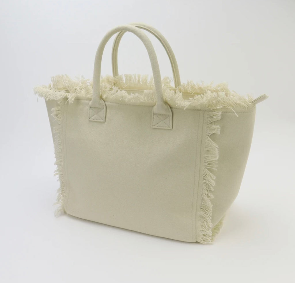 Canvas Frayed Tote Bag