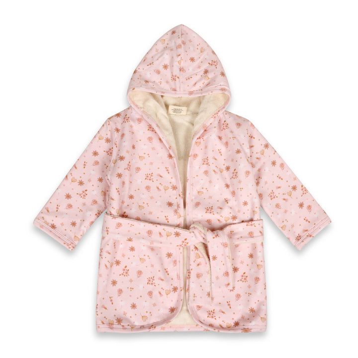 Pink Floral Baby Hooded Bathrobe (Organic Jersey)