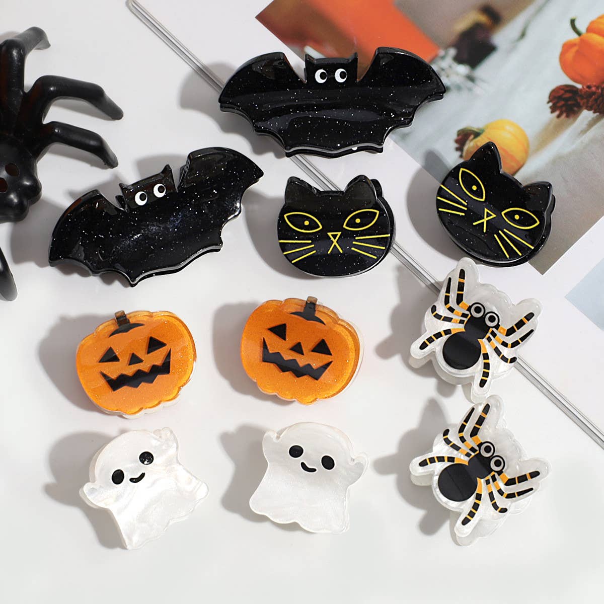 Halloween Mini Hair Claw Set, Bat Ghost Pumpkin_CWAHA2255