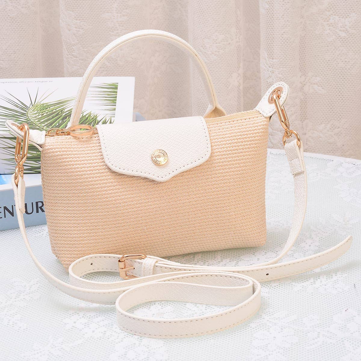 SC781 Lacey Straw Mini Crossbody Bag