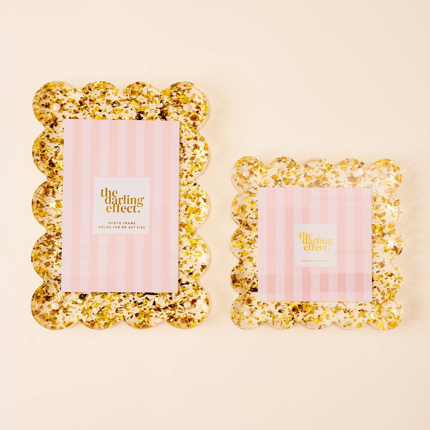 Rectangle Scalloped Acrylic Frame - Confetti Gold