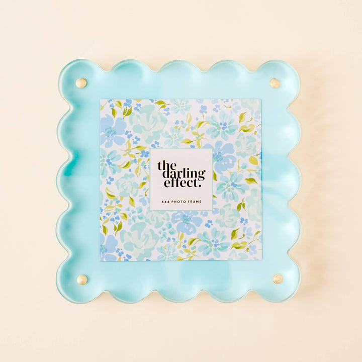 Square Scalloped Acrylic Frame - Blue