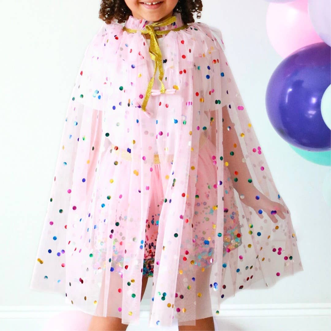Pink Confetti Cape - Kids Dress Up Cape