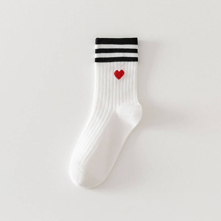 Hearts Printed Crew Socks