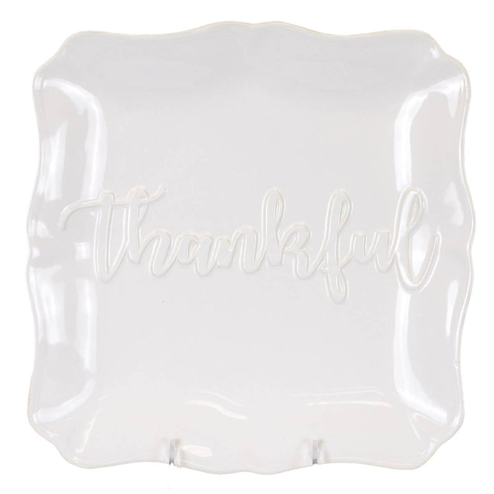 Thankful Embossed Square Platter